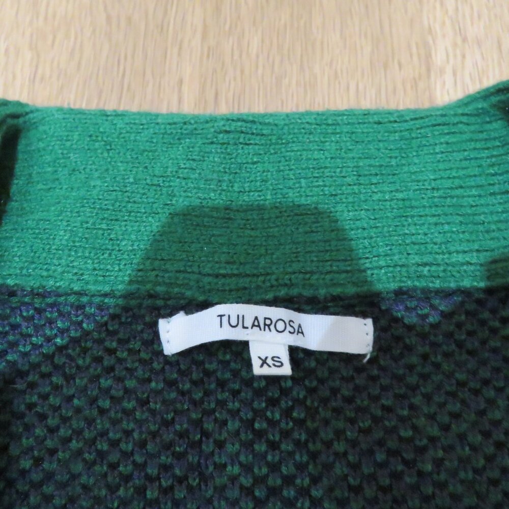 TULAROSA Bellair Cardigan Green Plaid XS Preppy Cropped Old Money - Picture 14 of 15